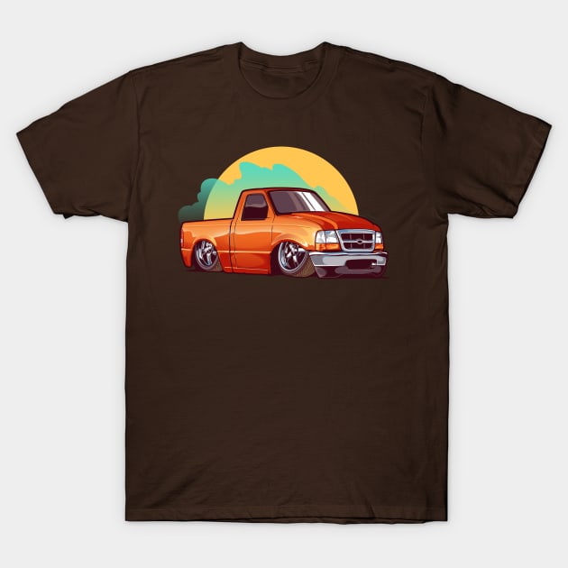 Slammed Orange Truck T-Shirt by Aiqkids Design